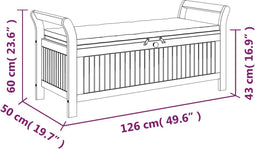 vidaXL - Tuinopbergbank - met - kussen - 126 - cm - massief - acaciahout
