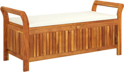vidaXL - Tuinopbergbank - met - kussen - 126 - cm - massief - acaciahout