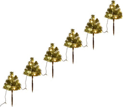 vidaXL - Tuinpadkerstbomen - 6 - st - met - warmwitte - LED's - 45 - cm - PVC