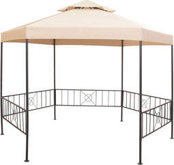 vidaXL - Tuinprieel - 323x265 - cm - hexagonaal - beige