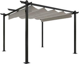 vidaXL - Tuinprieel - met - uittrekbaar - dak - 3x3 - m - crèmekleurig