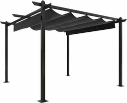 vidaXL - Tuinprieel - met - uittrekbaar - dak - 3x3 - m - antracietkleurig