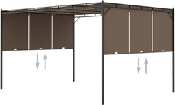 vidaXL - Tuinprieel - met - zijgordijn - 4x3x2,25 - m - taupe