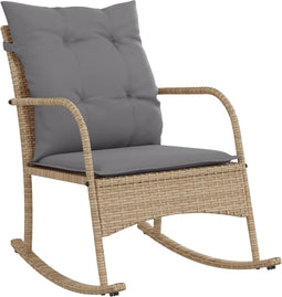 vidaXL - Tuinschommelstoel - met - kussens - poly - rattan - beige