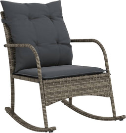 vidaXL - Tuinschommelstoel - met - kussens - poly - rattan - grijs