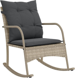 vidaXL - Tuinschommelstoel - met - kussens - poly - rattan - lichtgrijs