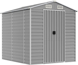 vidaXL - Tuinschuur - 191x215x198 - cm - gegalvaniseerd - staal - lichtgrijs