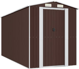 vidaXL - Tuinschuur - 192x440x223 - cm - gegalvaniseerd - staal - donkerbruin