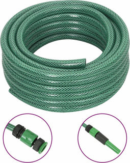 vidaXL - Tuinslang - met - koppelingsset - 0,5'' - 50 - m - PVC - groen