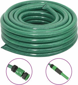 vidaXL - Tuinslang - met - koppelingsset - 0,75'' - 30 - m - PVC - groen