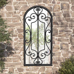 vidaXL - Tuinspiegel - 100x45 - cm - ijzer - zwart
