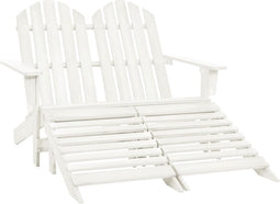 vidaXL - Tuinstoel - 2-zits - Adirondack - met - voetenbank - vurenhout - wit
