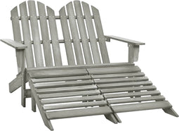 vidaXL - Tuinstoel - 2-zits - Adirondack - met - voetenbank - vurenhout - grijs