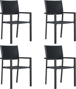 vidaXL - Tuinstoel - 4 - st - rattan-look - kunststof - zwart
