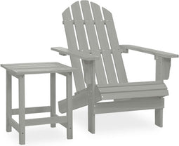 vidaXL - Tuinstoel - Adirondack - met - tafel - massief - vurenhout - grijs
