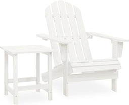 vidaXL - Tuinstoel - Adirondack - met - tafel - massief - vurenhout - wit