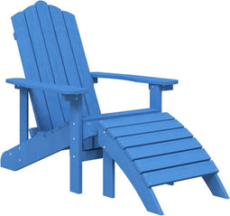 vidaXL - Tuinstoel - Adirondack - met - voetenbank - HDPE - aquablauw
