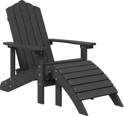 vidaXL - Tuinstoel - Adirondack - met - voetenbank - HDPE - antracietkleurig