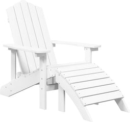 vidaXL - Tuinstoel - Adirondack - met - voetenbank - HDPE - wit