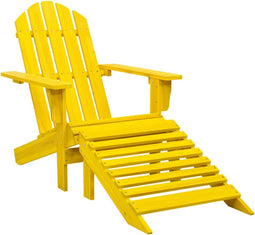 vidaXL - Tuinstoel - Adirondack - met - voetenbank - massief - vurenhout - geel