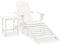vidaXL - Tuinstoel - Adirondack - met - voetenbank - tafel - massief - vurenhout - wit