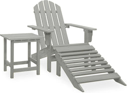 vidaXL - Tuinstoel - Adirondack - voetenbank - tafel - massief - vurenhout - grijs