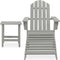 vidaXL - Tuinstoel - Adirondack - voetenbank - tafel - massief - vurenhout - grijs