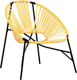 vidaXL - Tuinstoel - Egg - poly - rattan - zwart - en - geel