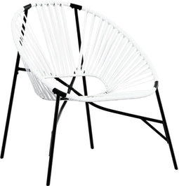 vidaXL - Tuinstoel - Egg - poly - rattan - zwart - wit
