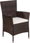 vidaXL - Tuinstoel - en - kruk - met - kussens - poly - rattan - bruin