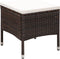 vidaXL - Tuinstoel - en - kruk - met - kussens - poly - rattan - bruin