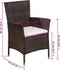vidaXL - Tuinstoel - en - kruk - met - kussens - poly - rattan - bruin