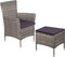 vidaXL - Tuinstoel - en - kruk - met - kussens - poly - rattan - grijs