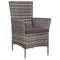 vidaXL - Tuinstoel - en - kruk - met - kussens - poly - rattan - grijs