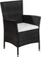 vidaXL - Tuinstoel - en - kruk - met - kussens - poly - rattan - zwart