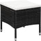 vidaXL - Tuinstoel - en - kruk - met - kussens - poly - rattan - zwart