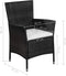 vidaXL - Tuinstoel - en - kruk - met - kussens - poly - rattan - zwart