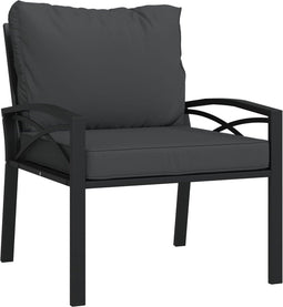 vidaXL - Tuinstoel - met - grijze - kussens - 68x76x79 - cm - staal