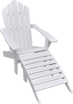 vidaXL - Tuinstoel - met - hocker - hout - wit