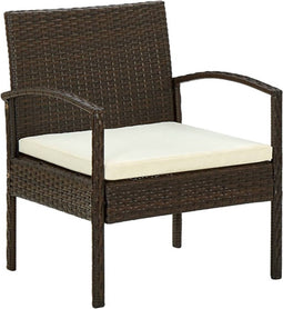 vidaXL - Tuinstoel - met - kussen - poly - rattan - bruin