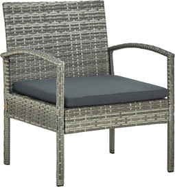 vidaXL - Tuinstoel - met - kussen - poly - rattan - grijs