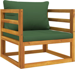 vidaXL - Tuinstoel - met - kussens - massief - acaciahout - groen