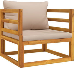 vidaXL - Tuinstoel - met - kussens - massief - acaciahout - taupe