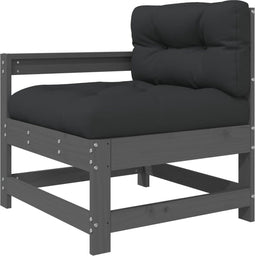 vidaXL - Tuinstoel - met - kussens - massief - grenenhout - grijs