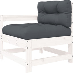 vidaXL - Tuinstoel - met - kussens - massief - grenenhout - wit