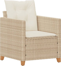 vidaXL - Tuinstoel - met - kussens - poly - rattan - beige