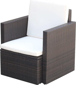 vidaXL - Tuinstoel - met - kussens - poly - rattan - bruin