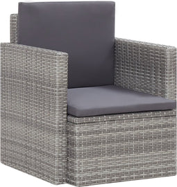 vidaXL - Tuinstoel - met - kussens - poly - rattan - grijs