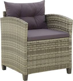 vidaXL - Tuinstoel - met - kussens - poly - rattan - grijs