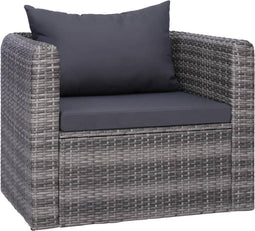 vidaXL - Tuinstoel - met - kussens - poly - rattan - grijs